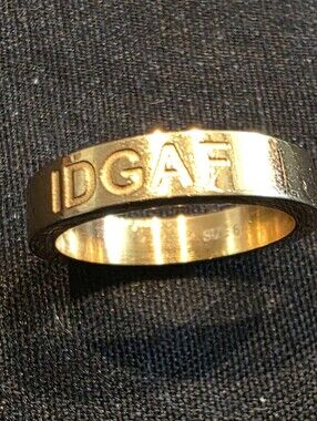 Cuffed By Nano IDGAF Goldplated Band Ring Size 6 New